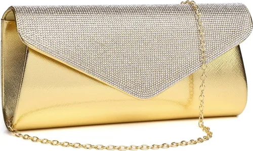 Vista 2 de Bolso de mano brillante para mujer, bolso de noche con cristales de estrás, bolso de noche con purpurina brillante para mujer, boda, fiesta, baile