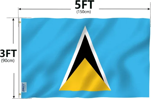Vista 7 de ANLEY Fly Breeze - Bandera de Santa Lucía de 3 x 5 pies, color vivo y a prueba de decoloración, cabecera de lona y doble costura, banderas de Santa