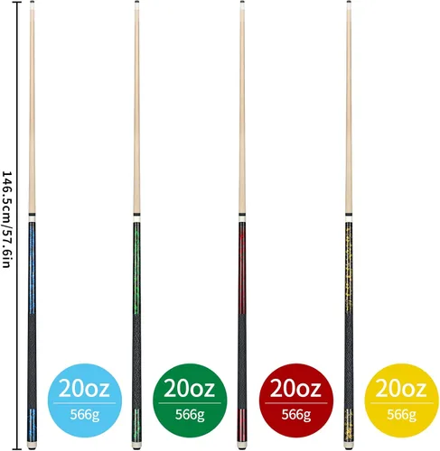 Vista 8 de Kmise 58 Inch FAS Canadian Maple Pool Cue Set