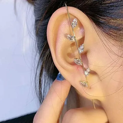 Vista 6 de Ear Wrap Crawler Hook Earrings for Women Gold Piercing Ear Climbers Hook Silver Cuff Earring Gifts for Teen Girls Womens Jewelry Clearance Under 5