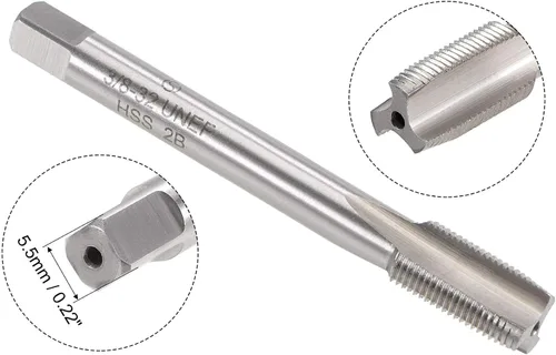 Vista 3 de uxcell 3/8 "-32 UNEF Juego de dados y grifos, HSS Macho de rosca de máquina con troquel de roscado redondo, mano derecha