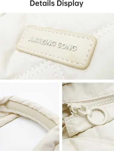 Vista 5 de Amazing Song Bolso de mano acolchado para mujer, bolso de hombro grande acolchado, bolso de diseñador de trabajo con cierre de cremallera
