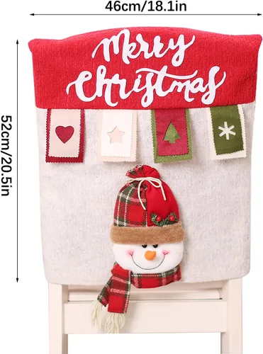 Vista 7 de Asodomo Juego de 3 fundas para silla de Navidad, diseño de muñeco de nieve, alce, para cocina, vacaciones, festivales, fiestas, decoración del hogar