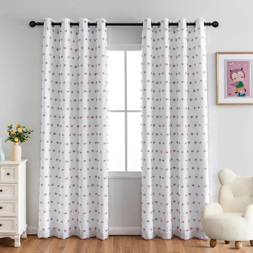 Vista 27 de MYSKY HOME - Cortinas opacas rosadas para dormitorio de niñas de 54 pulgadas de largo, cortinas cortas para tratamiento de ventanas, 100% cortinas