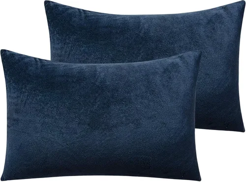 Vista 30 de NTBAY Fundas de almohada de terciopelo con cremallera, paquete de 2 fundas de almohada de viaje de franela de lujo, 13 x 18 pulgadas, color negro