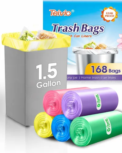 Vista 9 de Teivio Bolsas de basura coloridas medianas de 8 galones, 80 bolsas