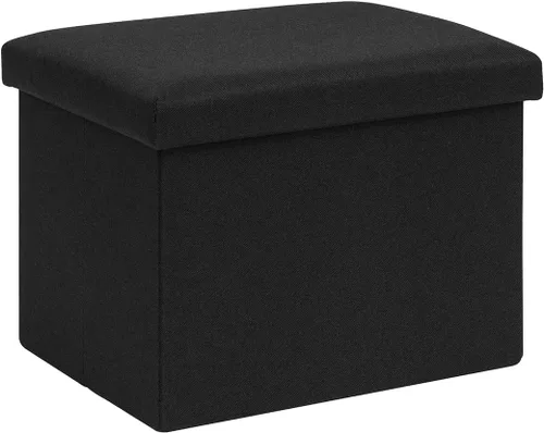 Vista 24 de B FSOBEIIALEO Cubo otomano plegable de almacenamiento con piel sintética para sala de estar, dormitorio, oficina en casa, reposapiés de Negro