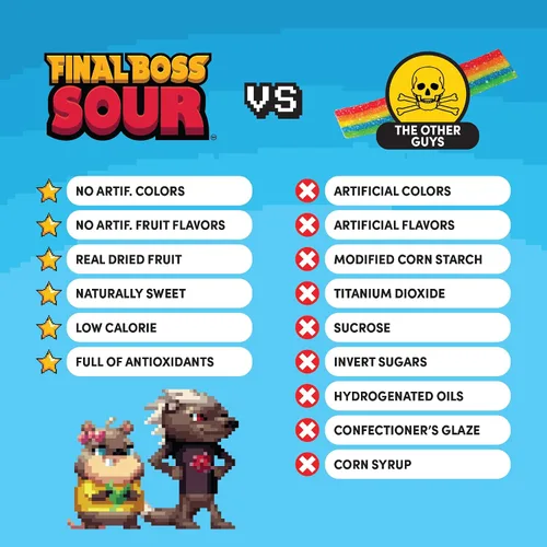 Vista 4 de Final Boss Sour Candy Todos los niveles, paquete variado, paquete de 6 – Hecho con frutas secas reales, sin colores artificiales, sin sabores