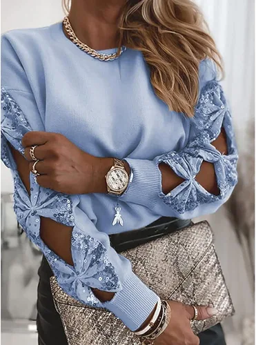 Vista 3 de Mayntop Suéter de punto de manga de lentejuelas brillantes para mujer suéter de moda para fiesta suéter de jersey