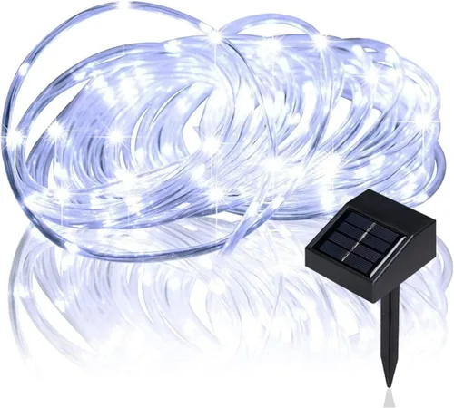Vista 10 de Tira de luces solares de lichi para exteriores, 16.5 pies, 50 LED, impermeable, con cuerda de luces para exteriores, ideal para decoración