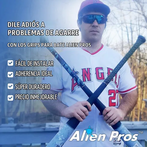 Vista 3 de ALIEN PROS - Cinta de agarre para bate de béisbol 1.1 MM (paquete de 2) - Cinta de bate de calidad Pro, precortada - Envuelve tu bate para un home
