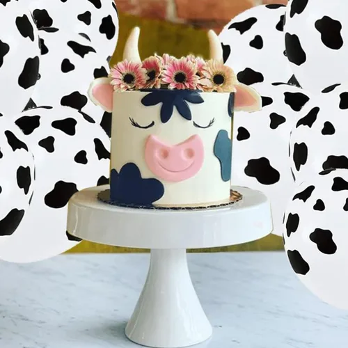 Vista 3 de 25 globos de vaca divertidos con estampado de vaca para fiesta de vaqueros, temática de vaquero occidental, suministros de recuerdo de fiesta