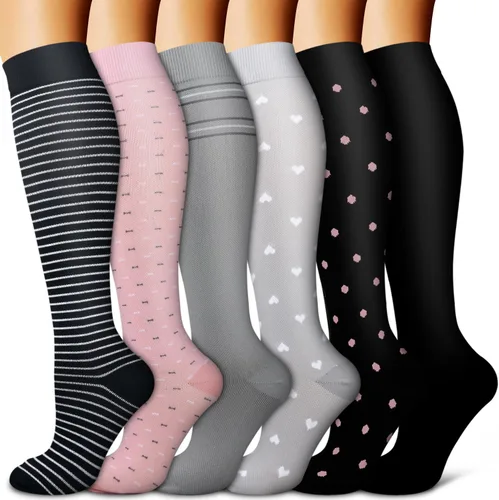 Vista 45 de Copper Compression Socks for Women & Men (6 pairs) - Best Support for Nurses, Running, Hiking, Recovery 01 Rayas Negras