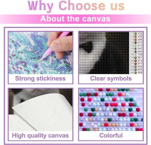 Vista 4 de Kits de pintura de diamantes para adultos, hermoso esmoquin y gato redondo de taladro completo de diamantes 5D, arte de gemas para decoración