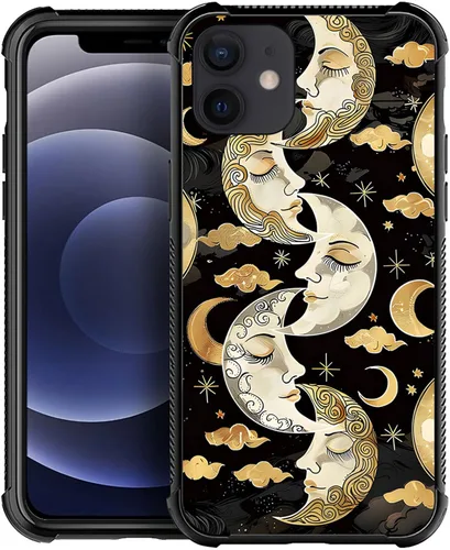 Vista 33 de ZHEGAILIAN Funda compatible con iPhone 12/12 Pro, funda de invasión de vaca alienígena OVNI, parte trasera de vidrio templado + funda protectora
