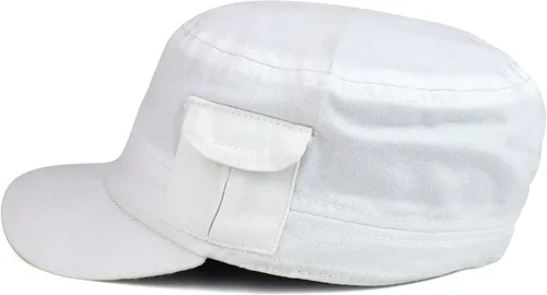 Vista 3 de Trendy Apparel Shop Gorra estilo militar liso Castro con bolsillo Blanco
