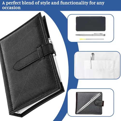 Vista 3 de Qianyu Paquete de 7 mini bolígrafos pequeños con 5 recambios de 4 pulgadas, bolígrafos de bolsillo giratorios de 4 pulgadas, cartera corta de metal