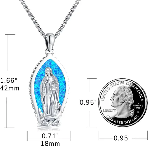 Vista 2 de Eusense Collar de ópalo para mujeres y hombres, joyería de ópalo azul y blanco de plata de ley 925 con dije de ópalo auténtico, regalo