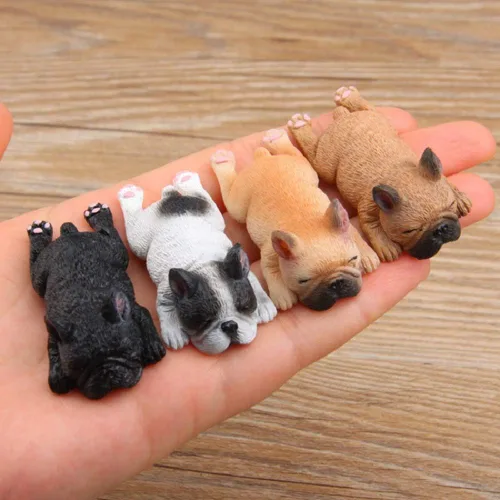 Vista 5 de Paquete de 4 imanes magnéticos 3D para nevera, bulldog francés para dormir, imán de oficina, accesorio de cocina, decoración de juguete, adorno