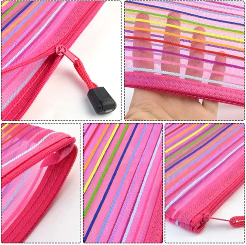 Vista 5 de Tayfremn Juego de bolsa con cremallera de malla de 30 piezas, 10 colores, bolsa de cremallera de red B6