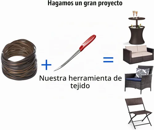 Vista 6 de Kit de reparación de mimbre, material sintético de ratán en relieve, suministros de material de vinilo plástico impermeable para muebles de jardín