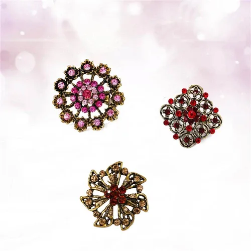 Vista 2 de Juego de broches de flores de cristal de diamantes de imitación de 24 piezas