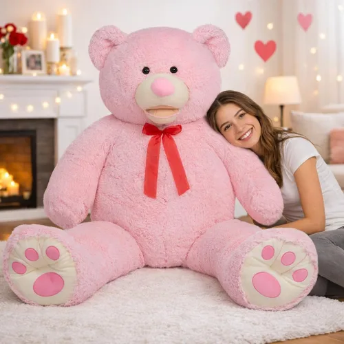 Vista 14 de HollyHOME Oso de peluche gigante de 5 pies con huellas grandes, regalo de San Valentín, 5 pies, color beige