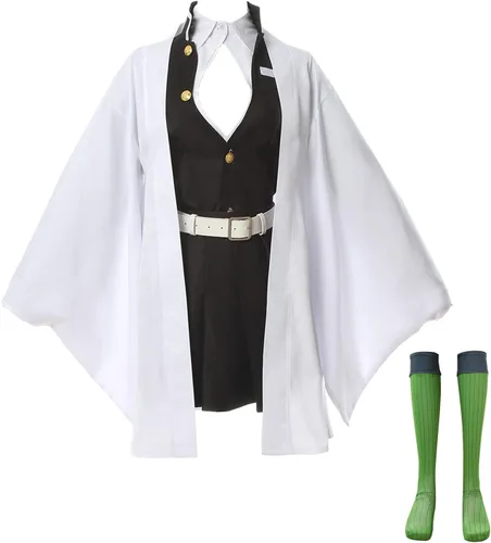 Vista 18 de CR ROLECOS - Disfraz de cosplay de Tanjirou, Zenitsu y Giyuu para anime, kimono de cosplay Negro