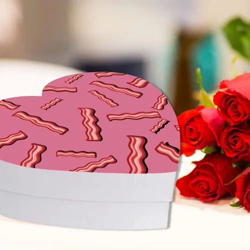 Vista 4 de Andaz Press Caja en forma de corazón para el día de San Valentín con tapa, divertida caja reutilizable en forma de corazón para tocino, caja de Bacon