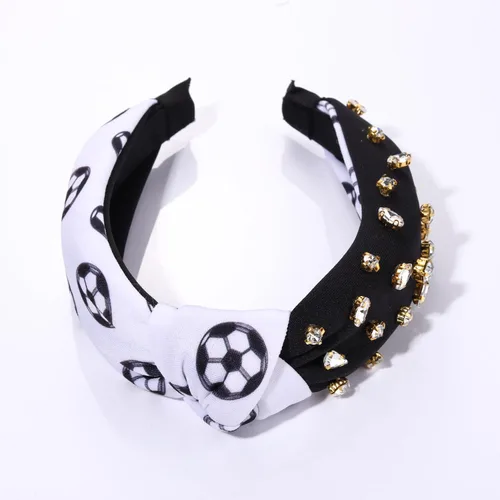 Vista 5 de Diademas para el día del partido, cintillo de fútbol y béisbol para mujer, diadema anudada de cristal con diamantes de imitación adornados con nudo