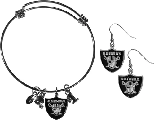 Vista 6 de Siskiyou Sports NFL womens Dangle Earrings and Charm Bangle Bracelet Set