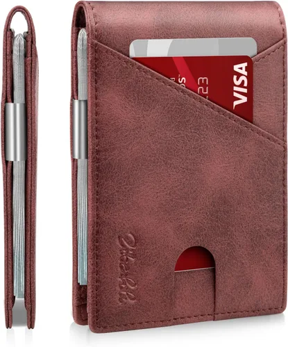 Vista 47 de Zitahli - Billeteras delgadas RFID para hombres, billetera de cuero flexible con clip de dinero, cartera minimalista con bolsillo frontal
