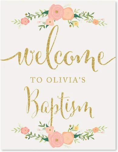 Vista 189 de Andaz Press Letreros de fiesta de boda, purpurina dorada sintética con flores florales de coral melocotón, 8.5 x 11 pulgadas, resalta tu versículo