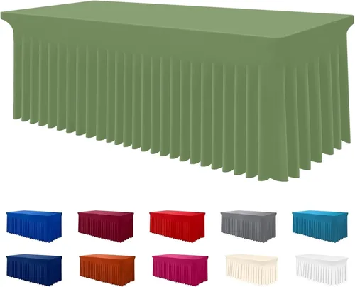Vista 86 de Smiry Mantel de elastano, elástico ajustable para mesas rectangulares de 3 pies, impermeable, lavable, para exteriores, bodas, banquetes y fiestas