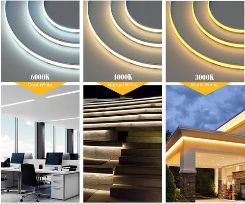 Vista 3 de Tira de luz LED COB flexible, 0.5m/1.6ft Bendable COB LED cuerda luces DC 5V 320 LEDs/m blanco cálido 3000K no impermeable USB cinta luces