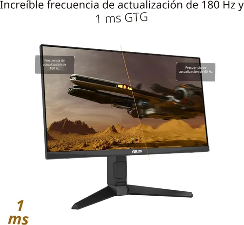 Vista 6 de ASUS TUF Gaming Monitor 1080P (VG249QL3A) de 24" (23.8" visible), Full HD, 180Hz, 1ms, Fast IPS, ELMB, FreeSync Premium, compatible con G-SYNC
