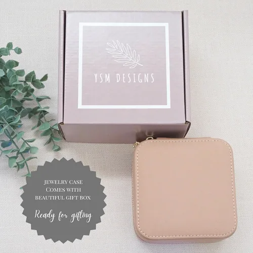 Vista 8 de YSM Designs Caja organizadora de joyas de viaje, joyero de viaje, pequeño joyero para mujer, estuche de viaje de joyería, caja organizadora
