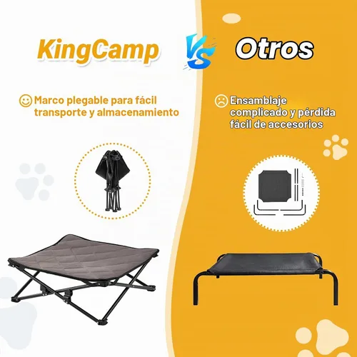 Vista 4 de KingCamp Cama elevada para perros pequeños, cama de mascotas elevada y de enfriamiento para exteriores con malla transpirable lavable y pies