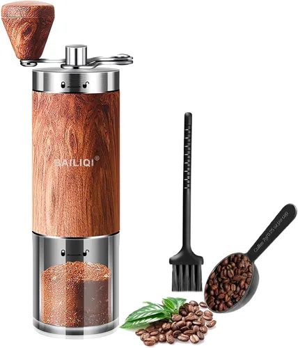 Vista 11 de Molinillo de café manual con sistema de doble rodamiento, molinillo de café manual de capacidad de 0.88 oz, molinillo de café manual de acero