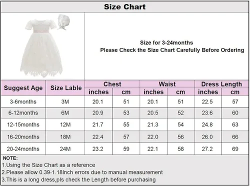 Vista 2 de Meiqiduo Vestido de encaje para niñas y bebés con gorro