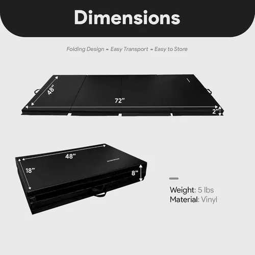 Vista 4 de BalanceFrom 6x4 Feet 4-Panel Folding Gymnastics Mat – 2-Inch Thick Pad with Vinyl Surface and Carrying Handles for Tumbling, Yoga, Pilates, Home