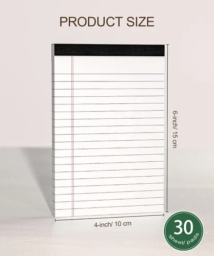 Vista 2 de Paquete de 8 blocs de notas de 4 x 6 pulgadas, mini bloc legal blanco, bloc de notas pequeñas, bloc de notas de papel rayado universitario, blocs
