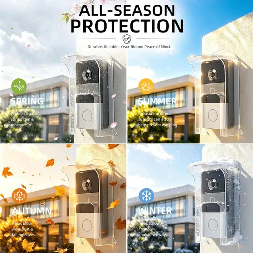 Vista 4 de Cubierta de lluvia de plástico transparente para timbre, protector impermeable para todos los modelos de videoporteros Ring 1/2/3/4/2020/Pro/Pro 2