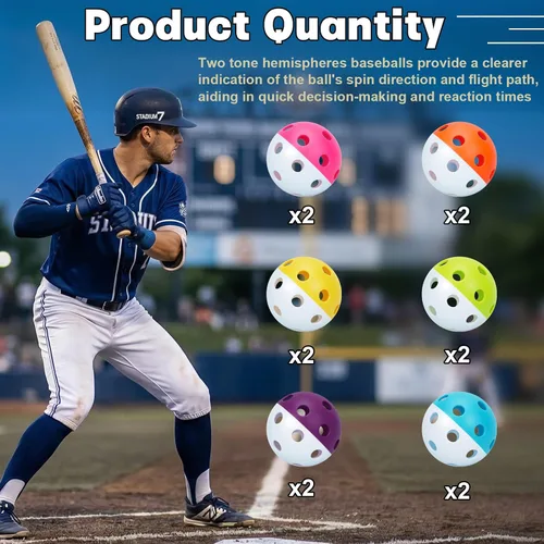 Vista 3 de Mototo 12/30/60 Pelotas de béisbol de práctica para golpear, pelotas de béisbol suaves de plástico de 2.8 pulgadas para práctica, pelota suave