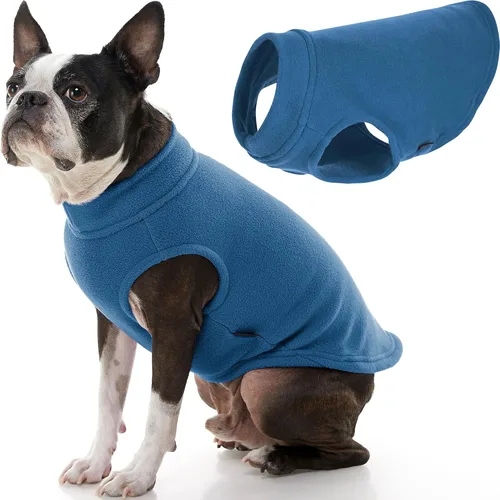 Vista 8 de Gooby - Chaleco de Vellón Elástico, Chaleco de Vellón Tipo Pullover Chaqueta Suéter para Perros, Azul Argyle, Extra Pequeño
