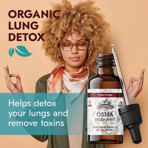 Vista 3 de OSHA Extracto líquido de raíz para apoyo respiratorio, tintura orgánica OSHA desintoxicación pulmonar natural, 2 onzas líquidas