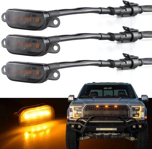 Vista 10 de Boigoo Luces de rejilla delanteras compatibles para Ford F-150 Raptor 2004-2019 y Dodge Ram 1500 2013-2018, rejilla de posventa, rejilla decorativa