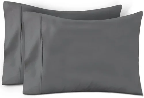 Vista 28 de TEXAS LINEN CO. Juego de 4 fundas de almohada de algodón egipcio premium tamaño estándar/queen - Fundas de almohada de lujo de algodón de alto Gris
