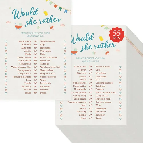 Vista 9 de 55 piezas de juegos de baby shower, tarjetas de predicciones y adivina la frase con respuestas incluidas, juegos de baby shower divertidos de género