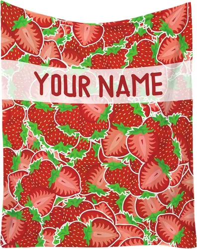 Vista 10 de Manta de fresa, 30 x 40 pulgadas, bonita manta de frutas para mujeres y niñas, suave y acogedora, mantas de franela para sofá, cama